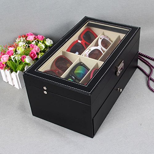 Custodia Occhiali KONO In Pelle Sintetica - Portatile, Morbida - Con Panno Microfibra - Nero/Marrone - Foto 7